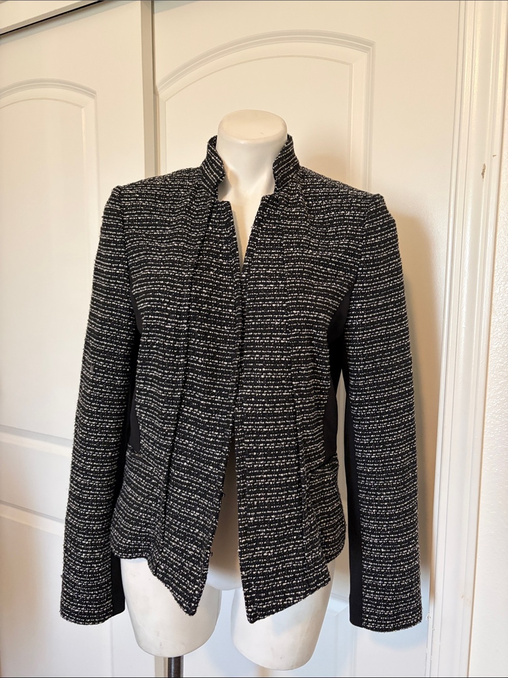 White House Black Market Black and White Tweed Blazer